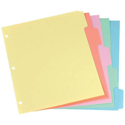 Index Dividers-Subject 5 Tabs Assorted Colours - 213-B