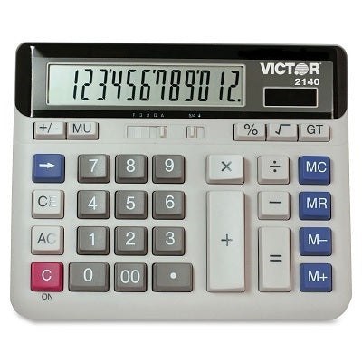 Calculator-Desktop Solar/Battery 12 Digit Angled Display - 2140
