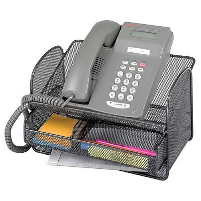 Telephone Stand-Mesh Onyx With Drawer, Black - 2160BL