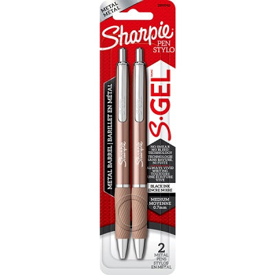 Pen-Retractable, Rose Gold Barrel S-Gel, 0.7Mm Black 2/Pack - 2194742