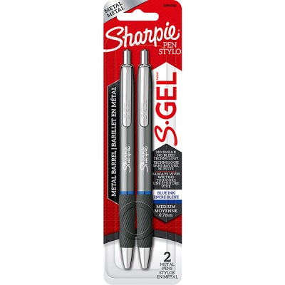 Pen-Retractable, Gunmetal Barrel S-Gel, 0.7Mm Blue 2/Pack - 2194746