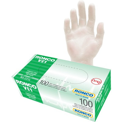 Gloves-Examination, Ve1 Vinyl, Clear Large 100/Box - 231L