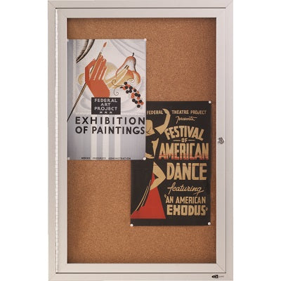 Bulletin Board-Enclosed Cork 36"X24" 1-Door Aluminum Frame - 2363