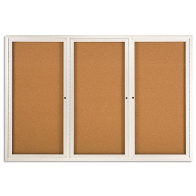 Bulletin Board-Enclosed Cork 48"X72" 3-Door Aluminum Frame - 2367