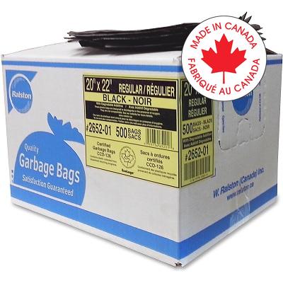 Bags-Garbage, Ecologo 20X22 Black Regular, 500/Ctn - 2652-01