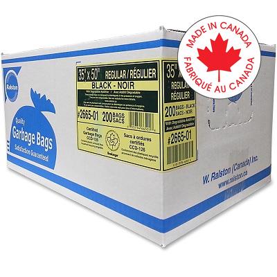 Bags-Garbage, Ecologo 35X50 Black Regular, 200/Ctn - 2665-01