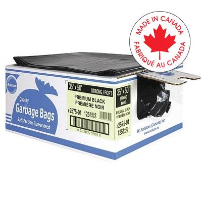 Bags-Garbage, Ecologo 35X50 Black Strong, 125/Ctn - 2675-01