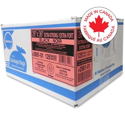 Bags-Garbage, Ecologo 26X36 Black Extra Strong, 125/Ctn - 2681-01