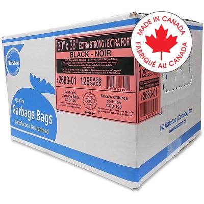 Bags-Garbage, Ecologo 30X38 Black Extra Strong, 125/Ctn - 2683-01
