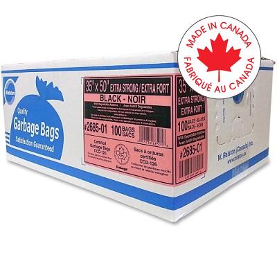 Bags-Garbage, Ecologo 35X50 Black Extra Strong, 100/Ctn - 2685-01