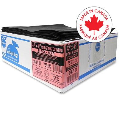 Bags-Garbage, Ecologo 42X48 Black Extra Strong, 75/Ctn - 2687-01
