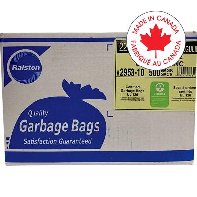 Bags-Garbage, Ecologo 22X20 White Regular, 500/Ctn - 2953-10