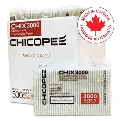 Towels-Chix Disposable Compostable 12-3/8X21" Green, 50/Pk - 3000 CHIX