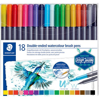 Brush Pen Set-Dual, Watercolour Assorted 18/Pack - 3001 TB18