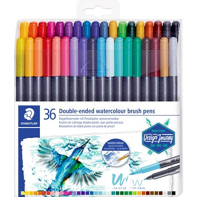 Brush Pen Set-Dual, Watercolour Assorted 36/Pack - 3001 TB36