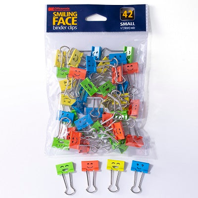 Foldback Clips-3/4" Happy Smiling Face Binder Clips 42/Pack - 31090