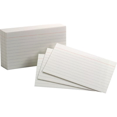 Index Cards-3X5 Ruled 1 Side, White 100/Pack - 31