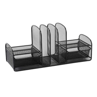 Desk Organizer-Onyx Mesh, 3 Vertical/2 Baskets, Black - 3263BL