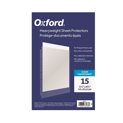 Sheet Protector-Mini 5-1/2" X 8-1/2", Heavy, Clear 15/Pack - 33236