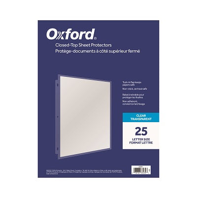 Sheet Protector-Letter, Closed-Top, Clear 25/Pack - 33239