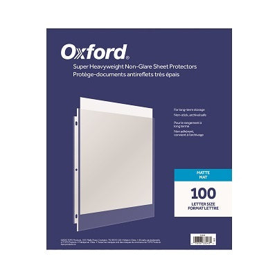 Sheet Protector-Letter, Heavy Weight Non-Glare 4Mil 100/Box - 33243