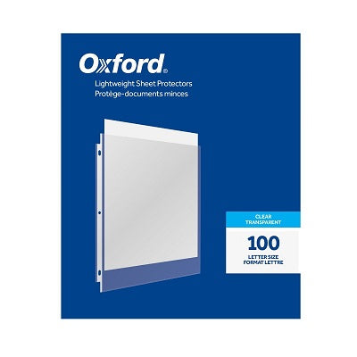 Sheet Protector-Letter, Light Weight Clear 2Mil 100/Box - 33265
