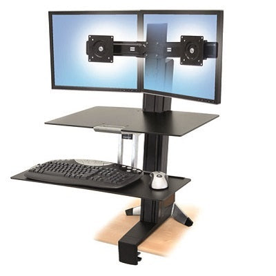 Sit Stand Workstation-Ergotron Workfit-S, Dual, Black - 33-349-200