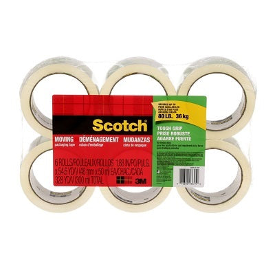 Tape-Box Sealing Scotch Moving 48Mmx50M Clear Tough Grip 6Pk - 3500-6-ESF