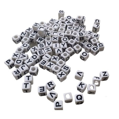 Beads-Letters, 1/4" Acrylic White 250/Pack - 35354