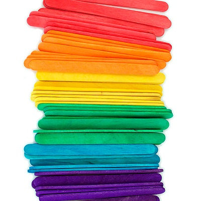 Craft Sticks-Coloured Popsicle Stick, Assorted 200/Pack - 35506