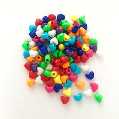 Beads-Hearts, Assorted Colours 500/Pack - 35557