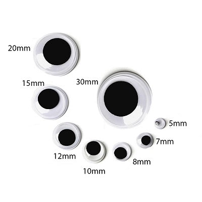 Eyes-Wiggle Assorted Sizes, Black 100/Pack - 37264