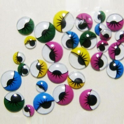 Eyes-Wiggly With Eyelashes Assorted Colours 100/Pack - 38201DBLG