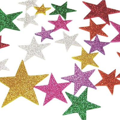 Foam-Self-Adhesive Glitter Stars 120/Pack - 38625