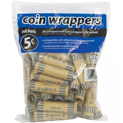 Coin Wrappers-Paper Preformed Nickel, 36/Pack - 38829