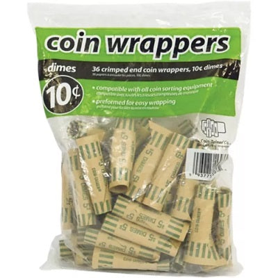 Coin Wrappers-Paper Preformed Dime, 36/Pack - 38831