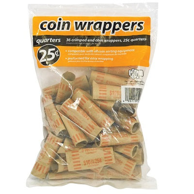 Coin Wrappers-Paper Preformed Quarter, 36/Pack - 38832