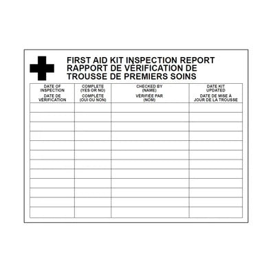 First Aid Kit Inspection Report Card 25/Pk - 405077