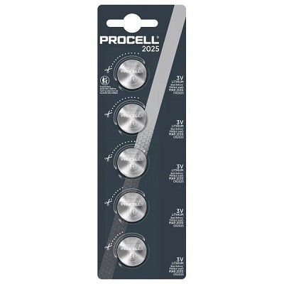 Battery-Lithium Coin Procell 3V   5-Pack  Pc2025 - 41333-03458