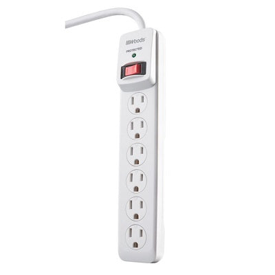 Surge Protector-6 Outlet 510 Joules, White - 41492