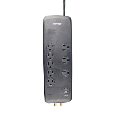 Surge Protector-8 Outlet Premium W/Usb 3540 Joules, Black - 41629