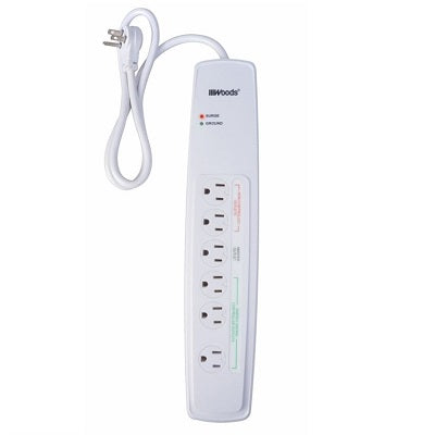 Surge Protector-6 Outlet Energy Saving, 1780 Joules, White - 41704