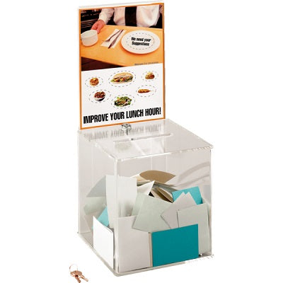 Ballot/ Coin Box With Lock, Large, Clear Acrylic - 4234CL