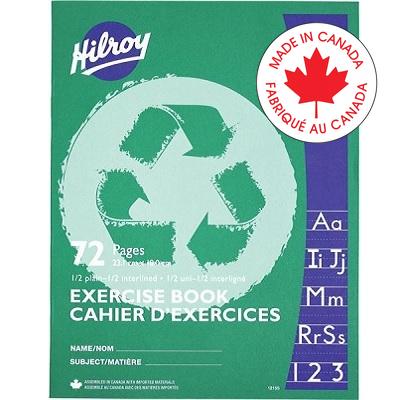 Exercise Book-Stitched 9-1/8X7-1/8 1/2 Plain/1/2  Interlined - 43100-12155