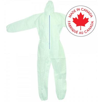 Coveralls-Polypropylene, Zipper And Hood, White Medium - 44-140-M