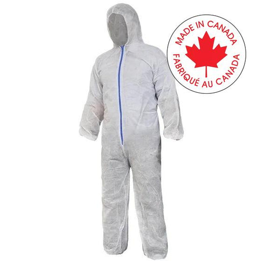 Coveralls-Polypropylene, Zipper And Hood, White X-Large - 44-140-XL