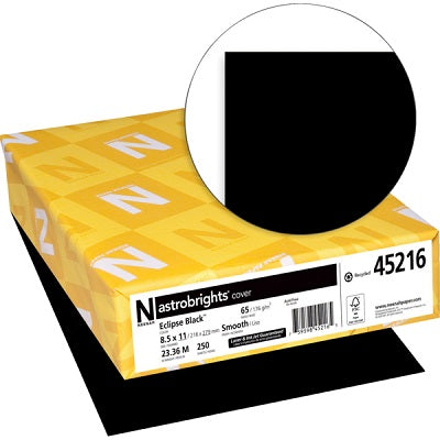 Cover Stock-Astrobrights Letter 65Lb Eclipse Black - 45216