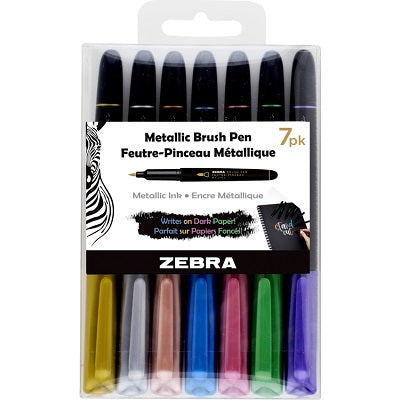 Brush Pen Set-Zebra, Metallic Assorted 7/Pack - 45888-01607