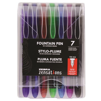 Pen-Fountain, Zensations Disposable, 7 Assorted/Pack - 45888-04007