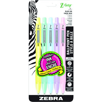 Pen-Retractable, Z-Grip 1.0 Medium, Pastel Barrel/ Black Ink - 45888-22105